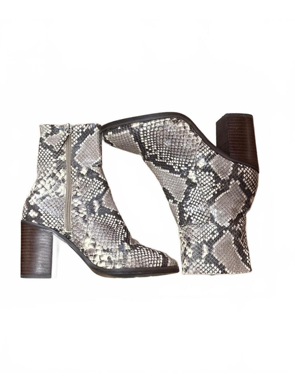 Women's Snakeskin Pattern Ankle Boots with Block Heel